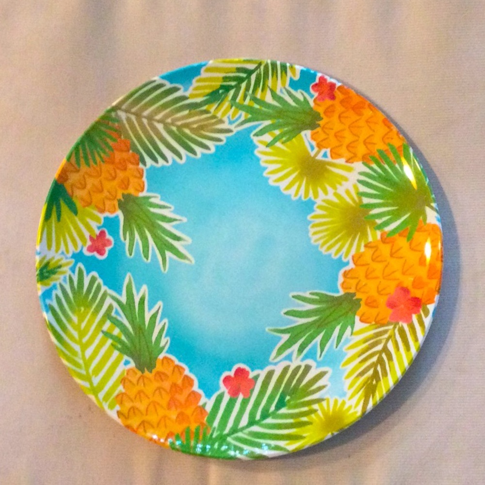 Melamine Tropical Pineapple Plate Set of 6, 11 inch